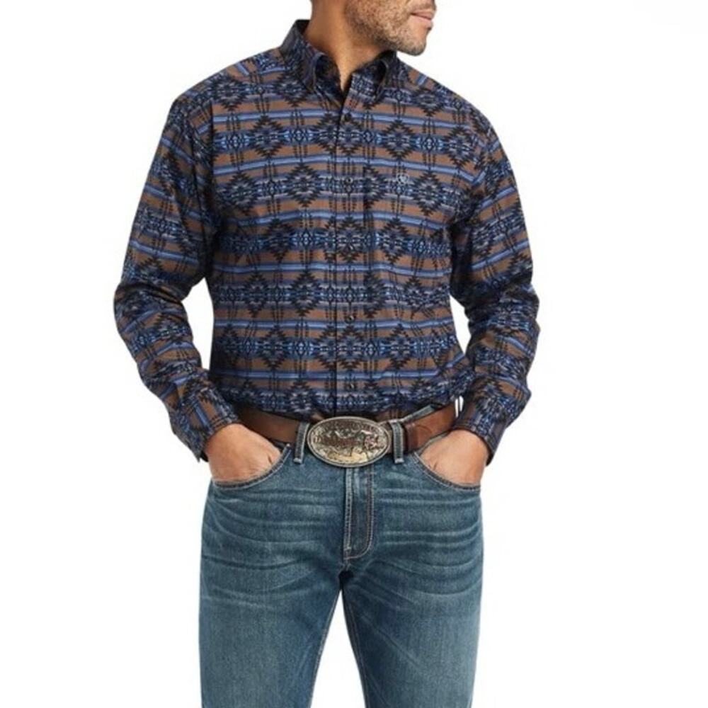Ariat Mens Giannis Classic Fit Shirt Aztec Print Carafe Multicolor Snap Shirt